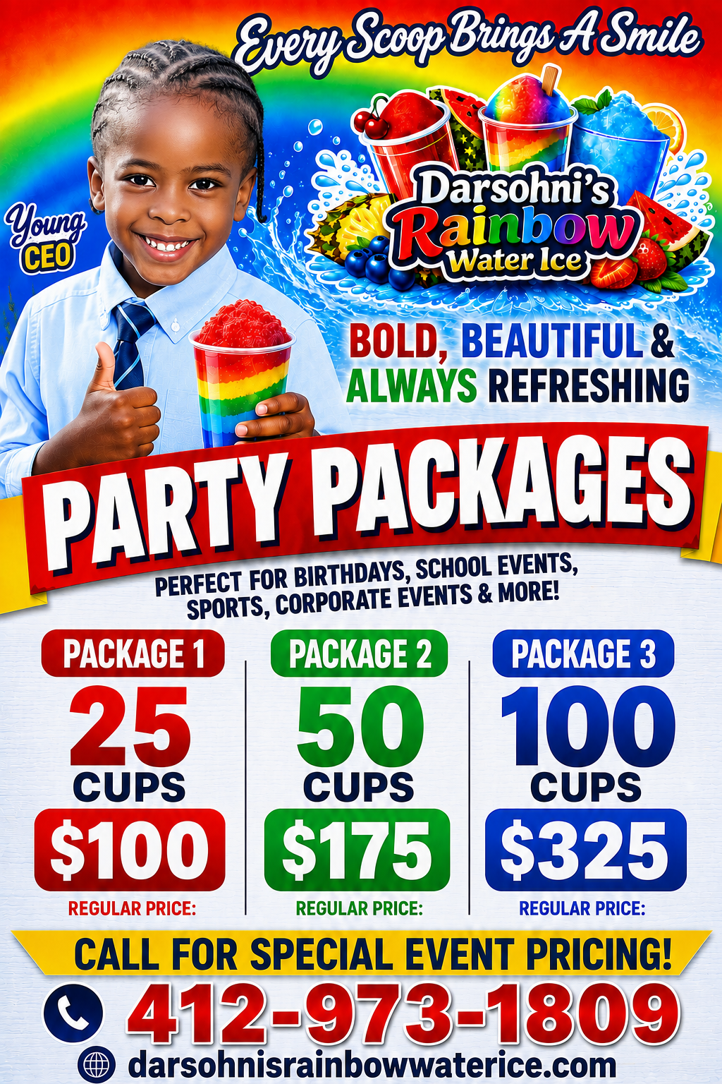 Darsohni's Rainbow Water Ice party packages